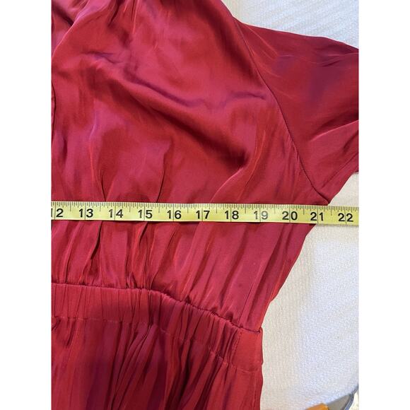 J Crew Long Sleeve Featherweight Satin Tie Neck Dres Ruby Deep Red XL - Picture 5 of 7